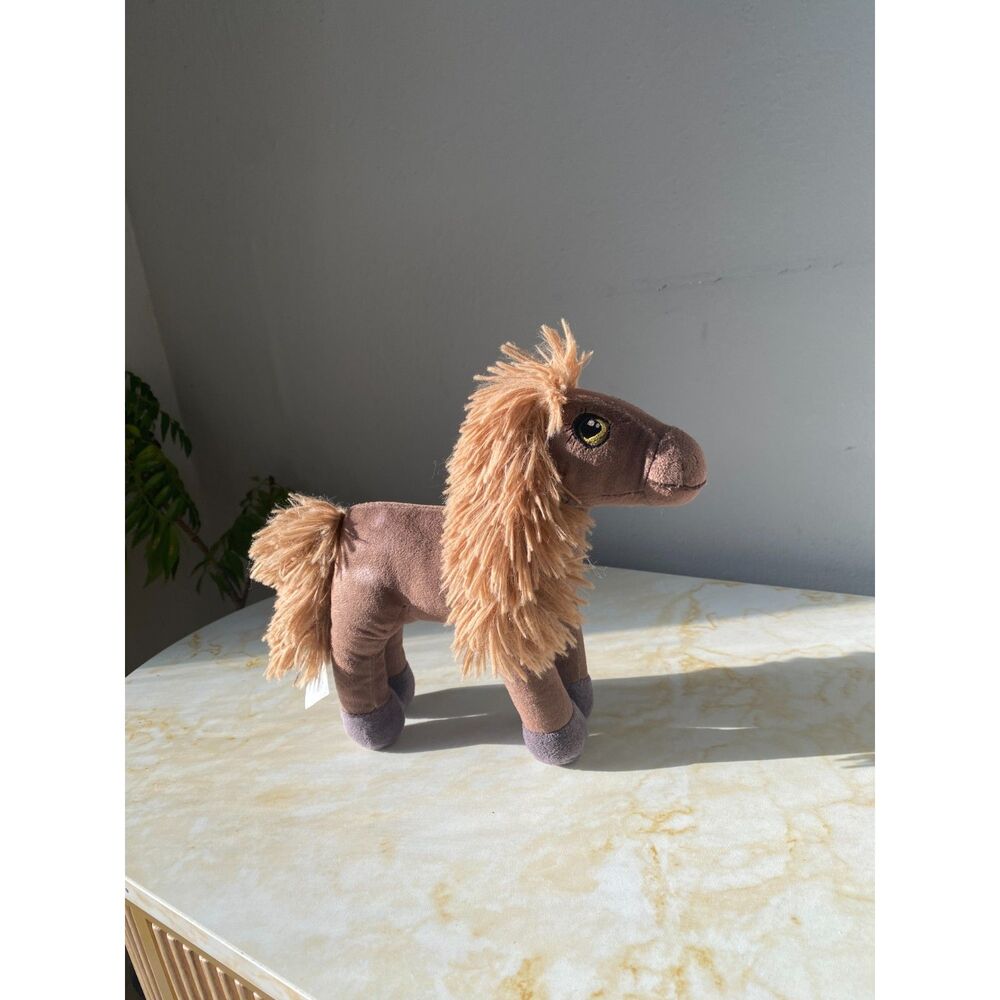 Hairmazing Horse Pony Plush Stuffed Animal 9” Toy Chestnut Brown Fluffy Mane